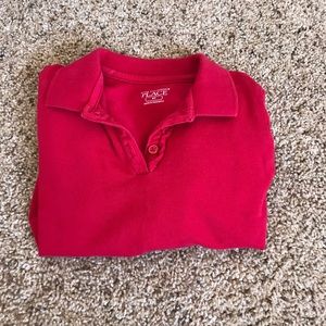 Long Sleeve Toddler Girls Red Uniform Polo